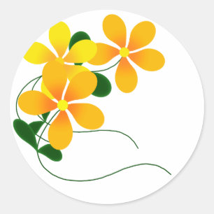 Sticker Rond Fleurs d'orange et de jaune