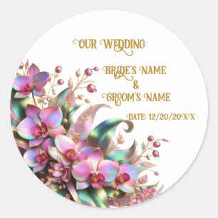 Sticker Rond Fleurs d'orchidées élégantes et vibrantes Mariage