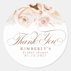 Sticker Rond Fleurs Douces au Pastel Herbe de Pampas Merci