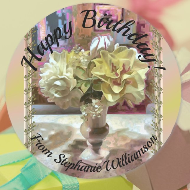 Sticker Rond Fleurs du premier printemps Anniversaire PCM1 (Créateur téléchargé)