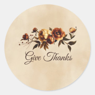 Sticker Rond Fleurs Élégantes d'Automne Floral Remerciez