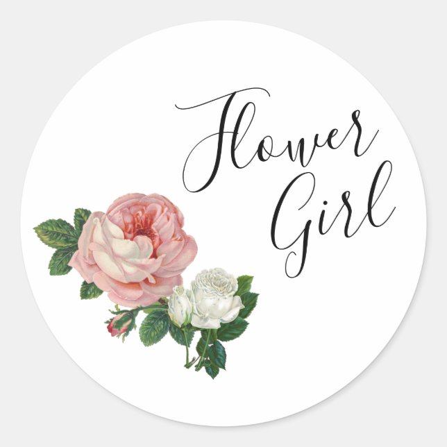Sticker Rond Fleurs élégantes et modernes rose roses fille de f (Devant)