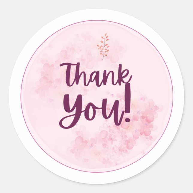 Sticker Rond Fleurs Élégantes « Merci » (Devant)