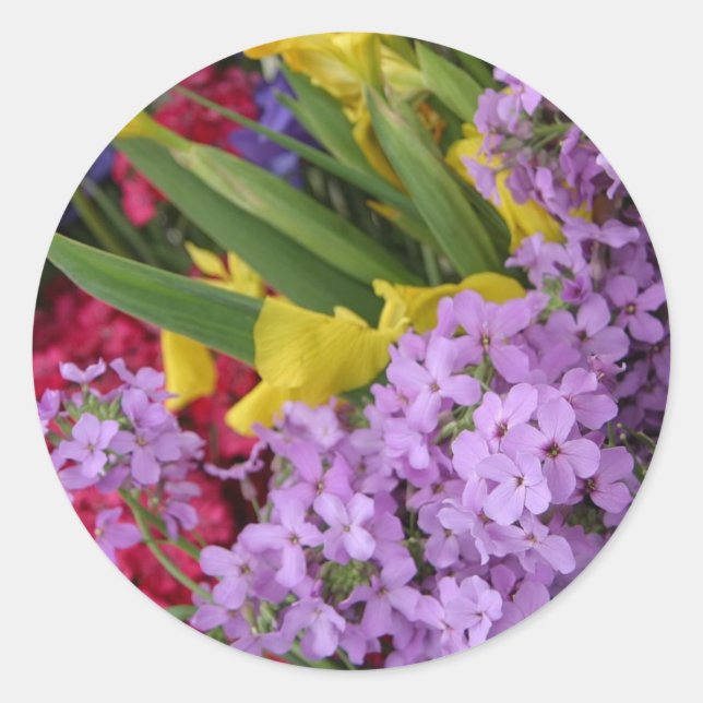 Sticker Rond Fleurs en plusieurs couleurs (Devant)