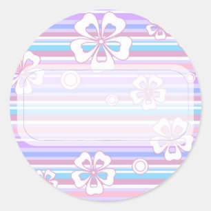 Sticker Rond Fleurs et bandes