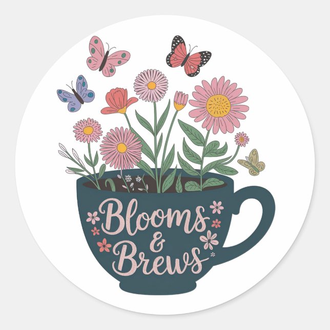 Sticker Rond Fleurs et brasseries Conception - Graphique floral (Devant)