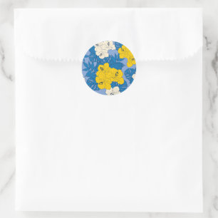 Sticker Rond Fleurs et feuilles d'Hibiscus