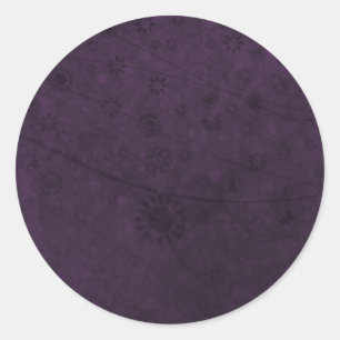 Sticker Rond Fleurs et papillons rétro violets Abstraits