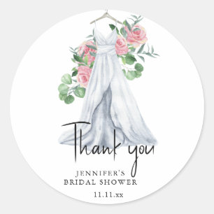 Sticker Rond Fleurs et verdure - merci baby shower 