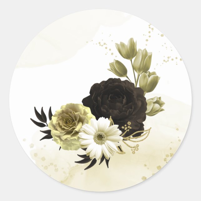 Sticker Rond fleurs Extraordinaires d'ivoire brun (Devant)