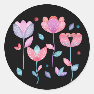 Sticker Rond Fleurs Fantaisistes