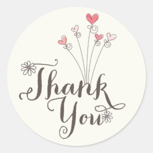 Sticker Rond Fleurs Fantaisistes Merci pour le 1er Anniversaire