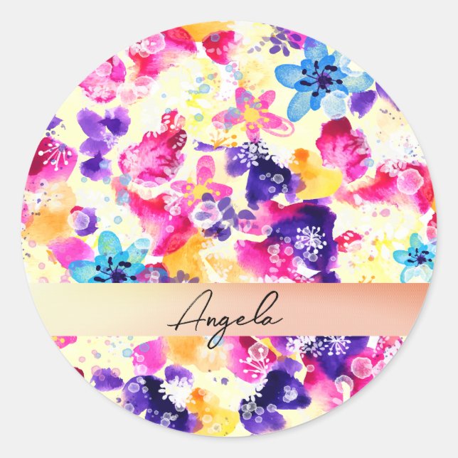 Sticker Rond Fleurs fleurs sauvages de chabby Meadow (Devant)