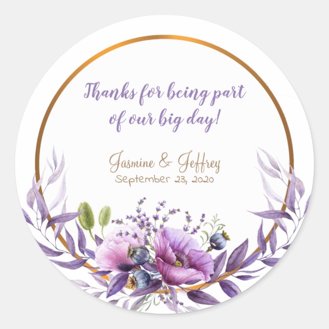 Sticker Rond Fleurs florales printanières Mariage campagnard po (Devant)