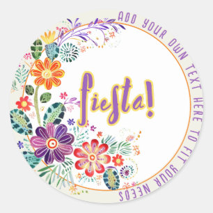 Sticker Rond Fleurs Folkart FIESTA personnalisées