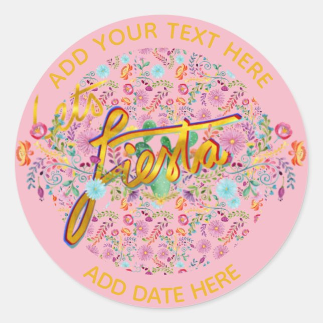 Sticker Rond Fleurs folkloriques mexicaines Fiesta Personnalisé (Devant)