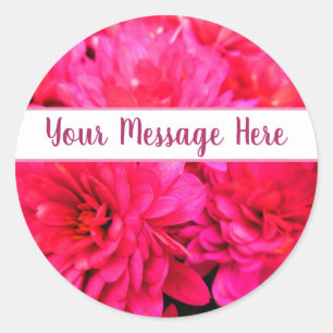 Sticker Rond Fleurs gaies vives Pink Magenta Purple Personnalis