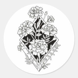 Sticker Rond Fleurs géométriques Marigold