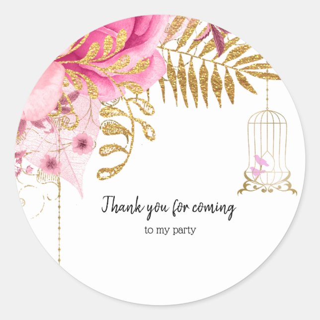 Sticker Rond Fleurs glam chic modernes pour toutes les occasion (Devant)