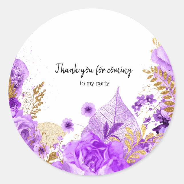 Sticker Rond Fleurs glam chic modernes pour toutes les occasion (Devant)