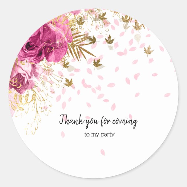 Sticker Rond Fleurs glam chic modernes pour toutes les occasion (Devant)