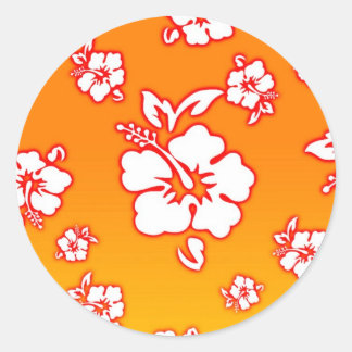 Sticker Rond Fleurs hawaïennes