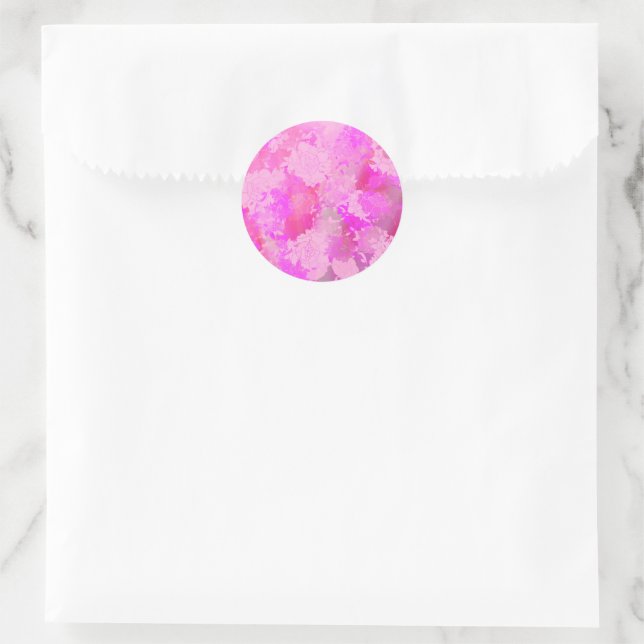 Sticker Rond fleurs japonaises motifs roses (Sac)