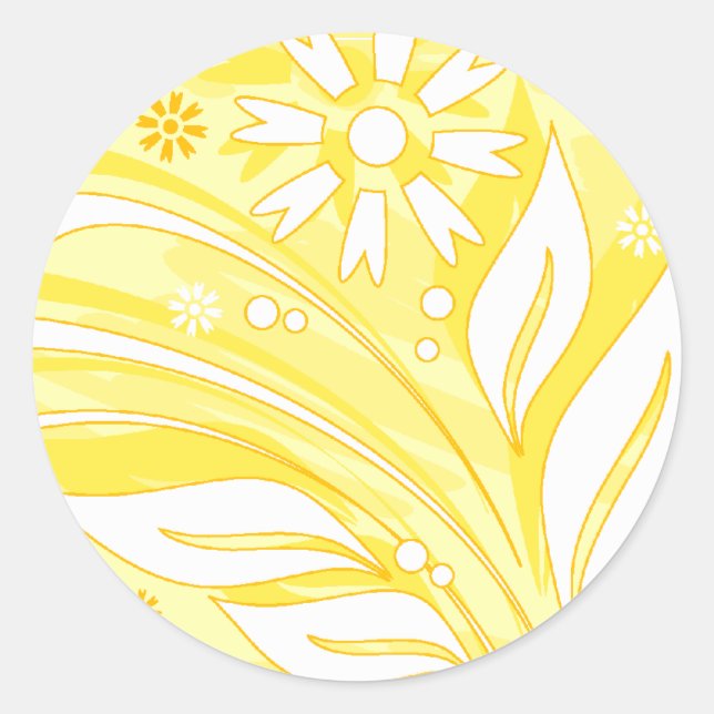Sticker Rond fleurs jaunes (Devant)