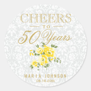 Sticker Rond Fleurs Jaunes - Bravo à (n'importe quel âge) ans