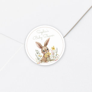 Sticker Rond Fleurs Jaunes Somebunny En Route Baby Shower