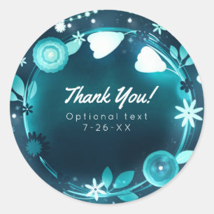 Sticker Rond Fleurs Lumineuses Jardin de Nuit Mariage Favori