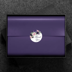 Sticker Rond Fleurs luxuriantes   Merci de roses violettes et r