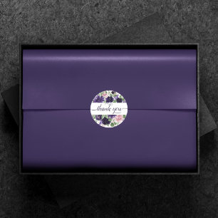 Sticker Rond Fleurs luxuriantes   Merci de roses violettes et r