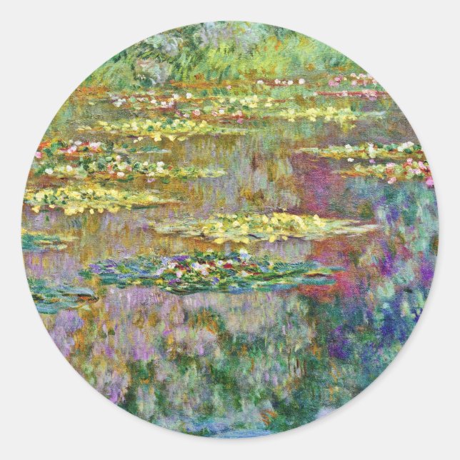 Sticker Rond Fleurs Lys d'Eau Claude Monet Fine Art (Devant)