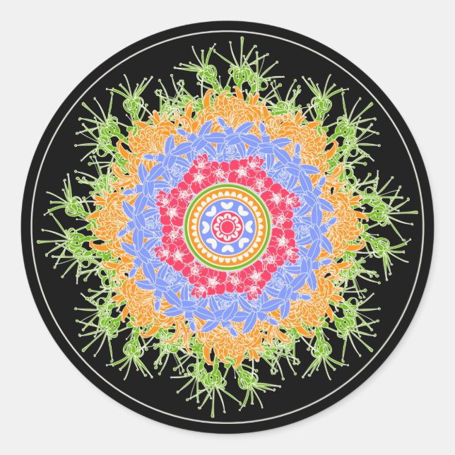 Sticker Rond Fleurs Mah Jongg (Devant)