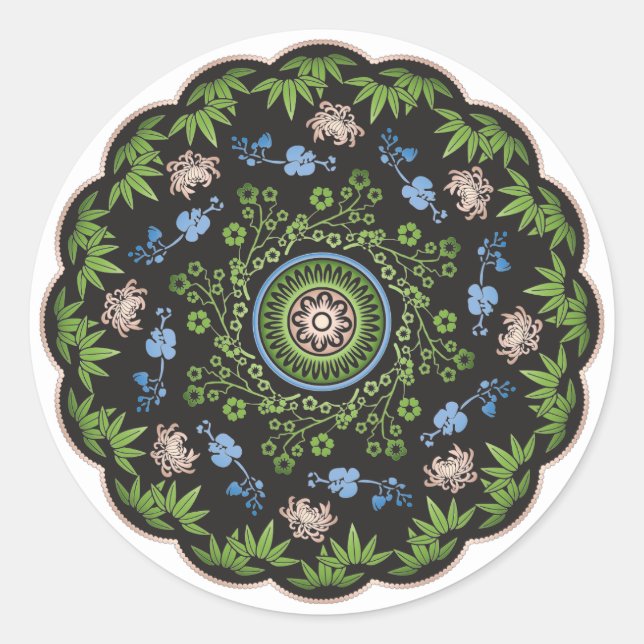 Sticker Rond Fleurs Mah Jongg/Stickers à un point (Devant)