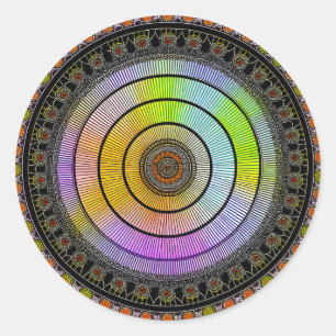 STICKER ROND FLEURS MANDALA ART POUR LA MÉDITATION SPIRITUELLE