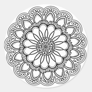 STICKER ROND FLEURS MANDALA ART POUR LA MÉDITATION SPIRITUELLE