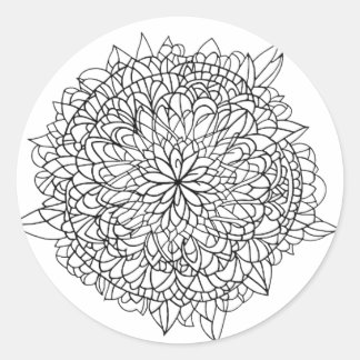 STICKER ROND FLEURS MANDALA ART POUR LA MÉDITATION SPIRITUELLE