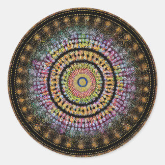 STICKER ROND FLEURS MANDALA ART POUR LA MÉDITATION SPIRITUELLE