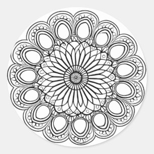 STICKER ROND FLEURS MANDALA ART POUR LA MÉDITATION SPIRITUELLE