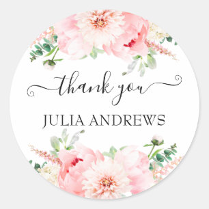 Sticker Rond Fleurs "Merci!" spécifiques au client, belles