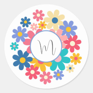 Sticker Rond Fleurs mignonnes