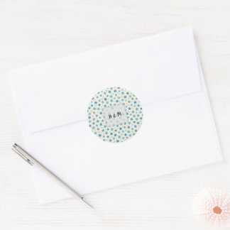 Sticker Rond Fleurs minuscules bleues modernes