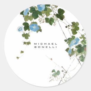 Sticker Rond Fleurs Moderne Nom Propre Professionnel