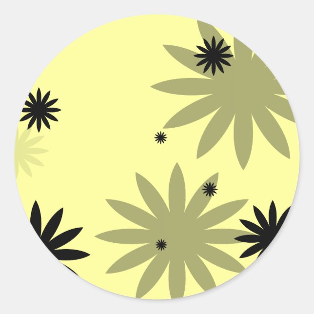 Sticker Rond Fleurs noires (Devant)