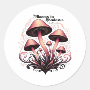 Sticker Rond Fleurs Ombres - Whimsigoth Champhroom Art Pastel G