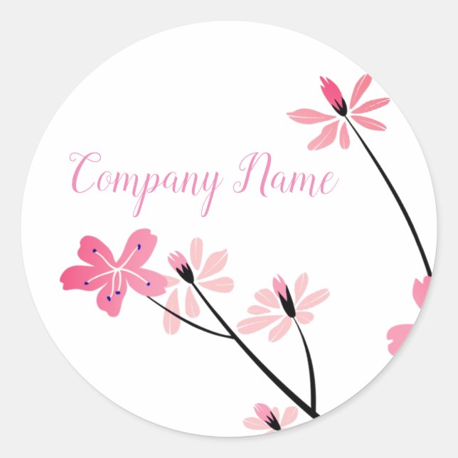 Sticker Rond Fleurs Pastel Rose (Devant)