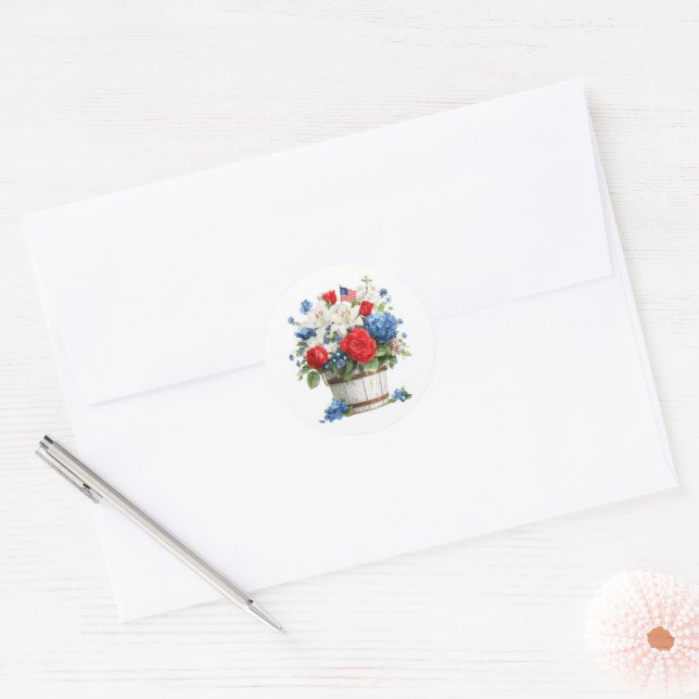 Sticker Rond Fleurs patriotiques (Enveloppe)