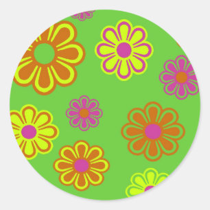 Sticker Rond fleurs pop mod super